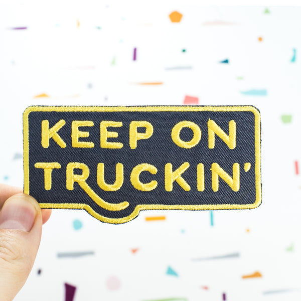 Keep on Truckin iron on retro style embroidered patch