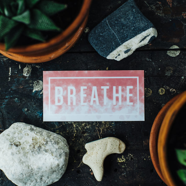 Vinyl sticker with word Breathe and cool pattern for meditation, mindfulness, self help, depression