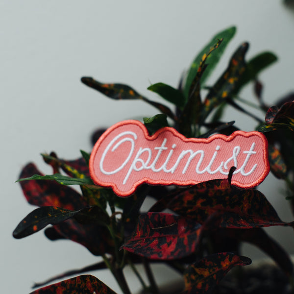Optimist embroidered iron on backpack patch