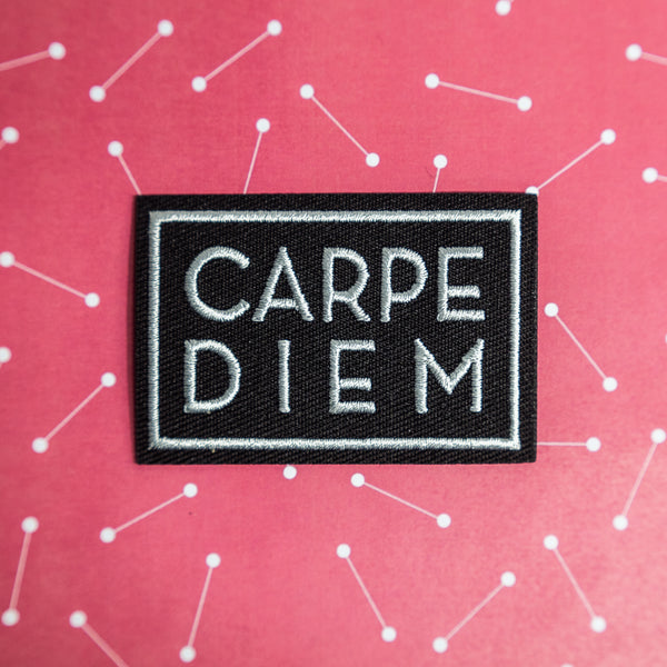 Carpe Diem Seize the Day embroidered iron on patch 