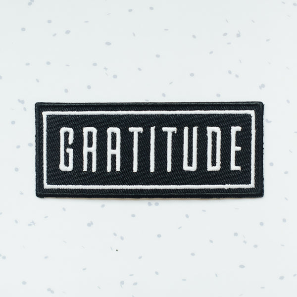 Gratitude embroidered jacket patch for mindfulness or meditation