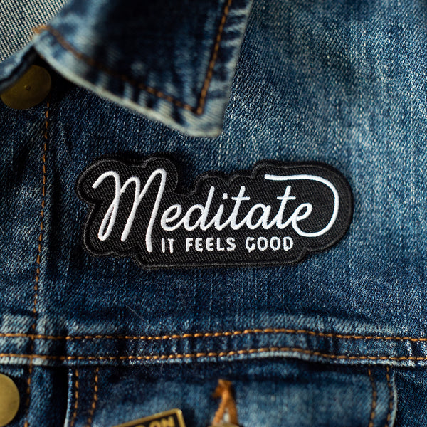 Meditate embroidered iron on jacket patch 