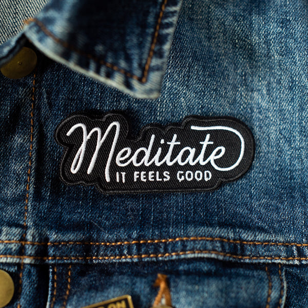Meditate embroidered patch for jacket or backpack