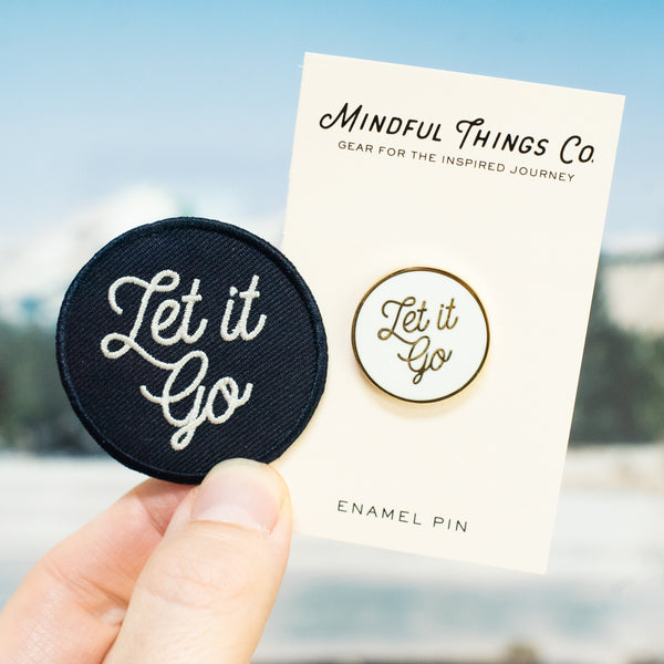 Let it Go enamel lapel pin and embroidered iron on patch gift set