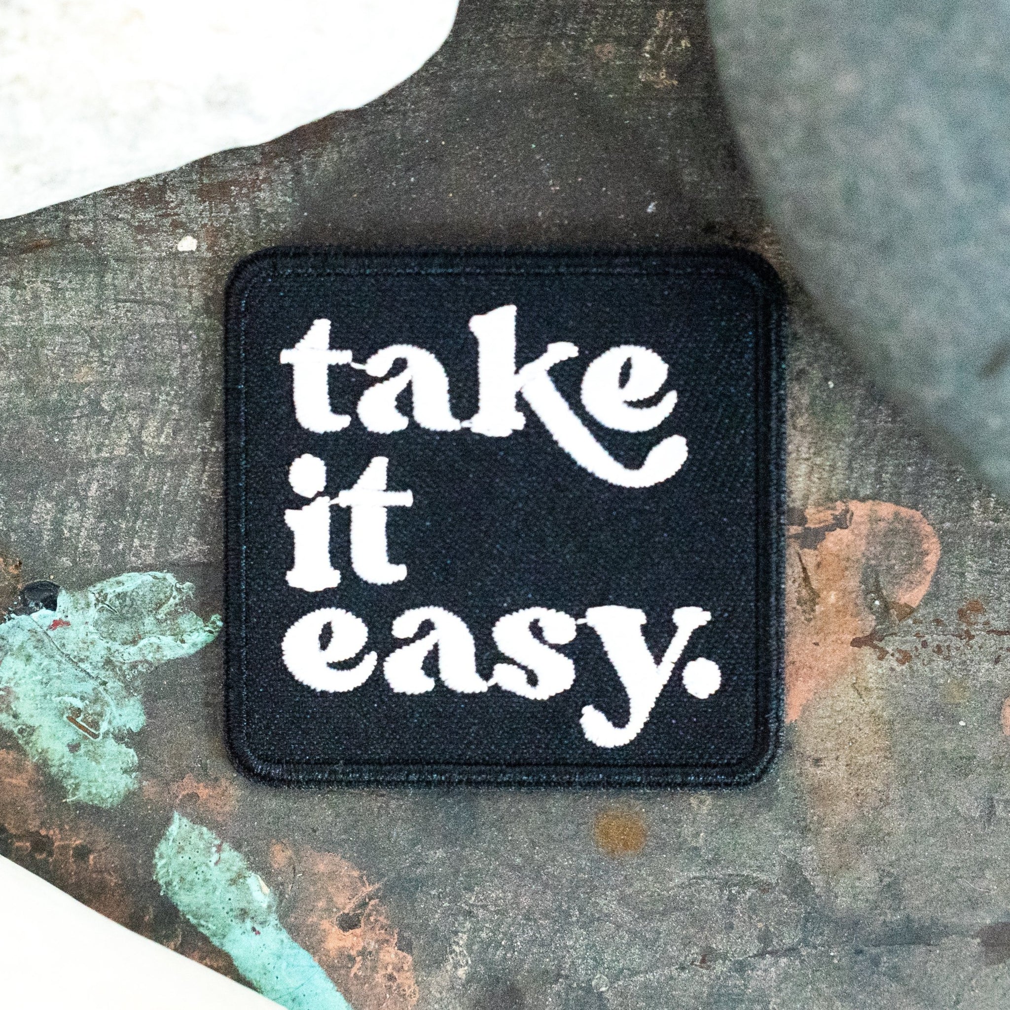 Take it easy retro vintage style embroidered, sew-on patch