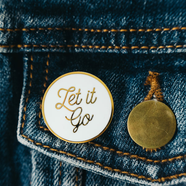 Let it Go mindfulness meditation enamel jacket pin 