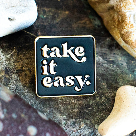 Take it easy retro style enamel pin. High quality lapel pin 