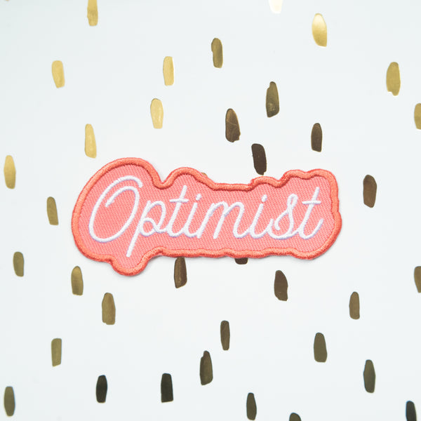 Optimist embroidered on inspirational jean jacket patch