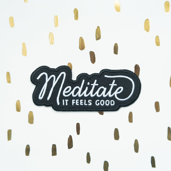 Meditate embroidered iron on jean jacket patch