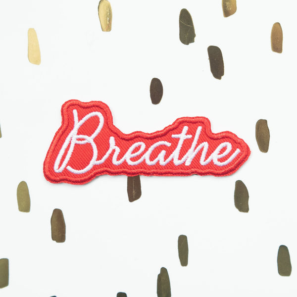 Breathe embroidered iron on jacket patch 