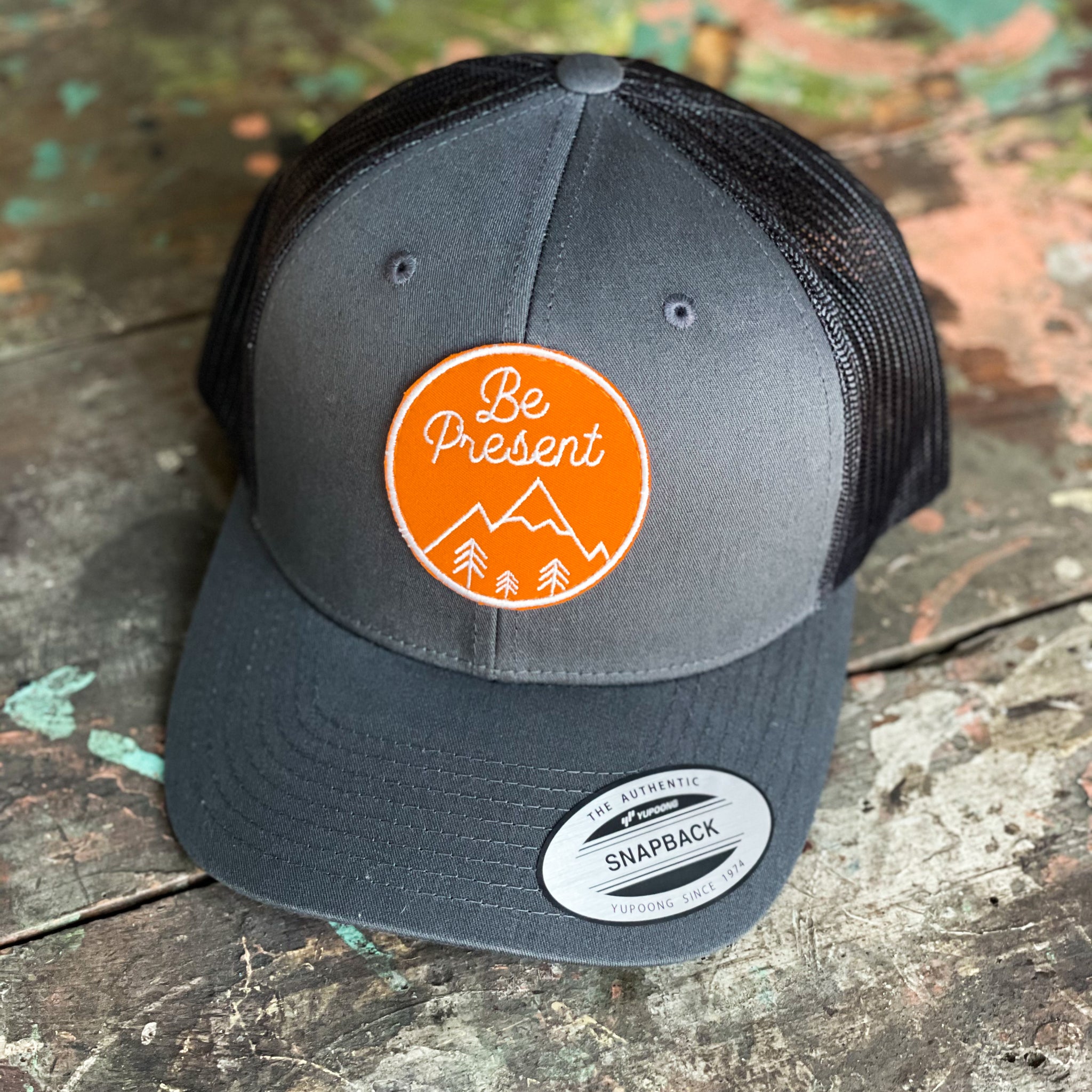 Be present trucker style hat for mindfulness meditation