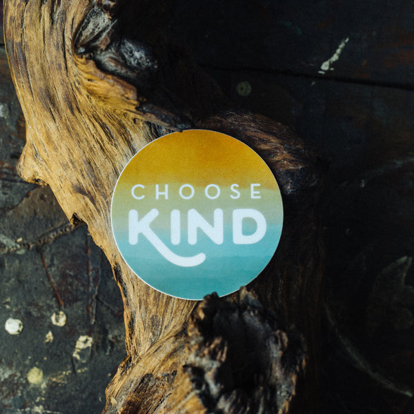 choose kindess vinyl sticker round 2.5" with orange and blue color 
