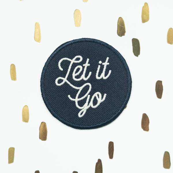 Let it go embroidered iron on patch as part of mindfulness gift set