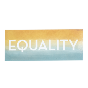 equality vinyl sticker white text on colorful watercolor background