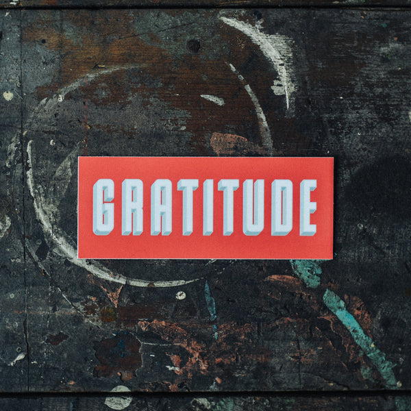 gratitude mindfulness meditation vinyl sticker red white and blue color