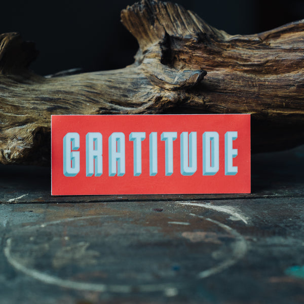 gratefulness meditation vinyl sticker red and white 