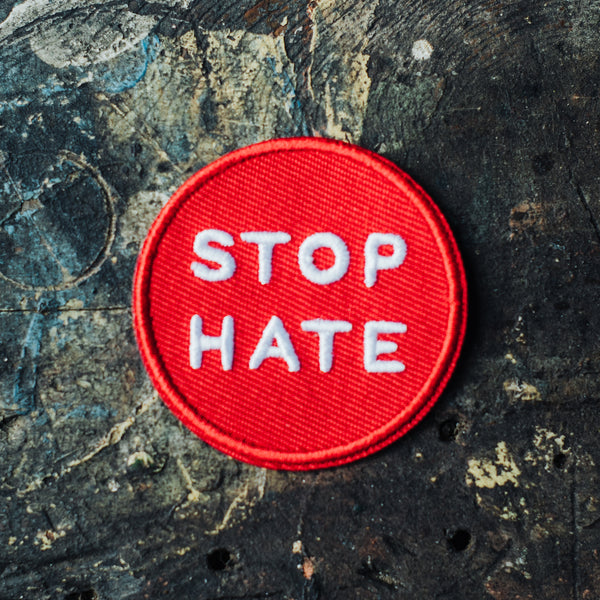Stop hate embroidered iron on jean jacket patch 