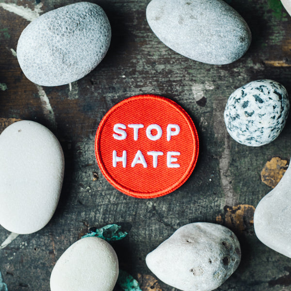 Stop hate embroidered patch 