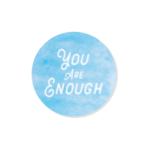 you are enough vinyl decal blue clouds with cool white text